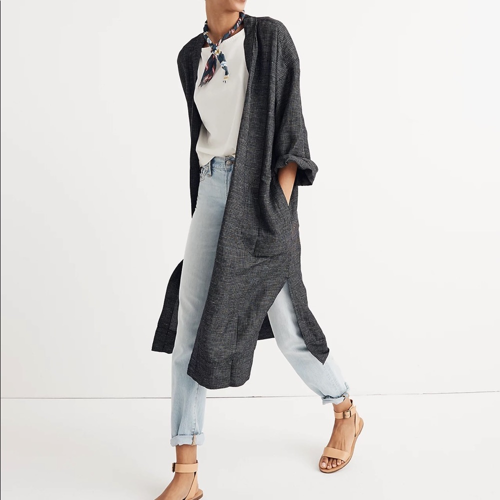 Madewell Long Robe Jacket Grid Pattern - image 1